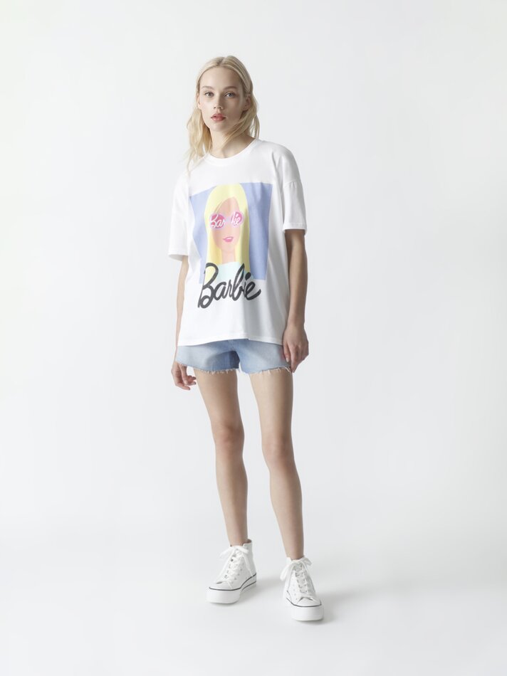 Camiseta Barbieñ de manga curta estampada - Branca