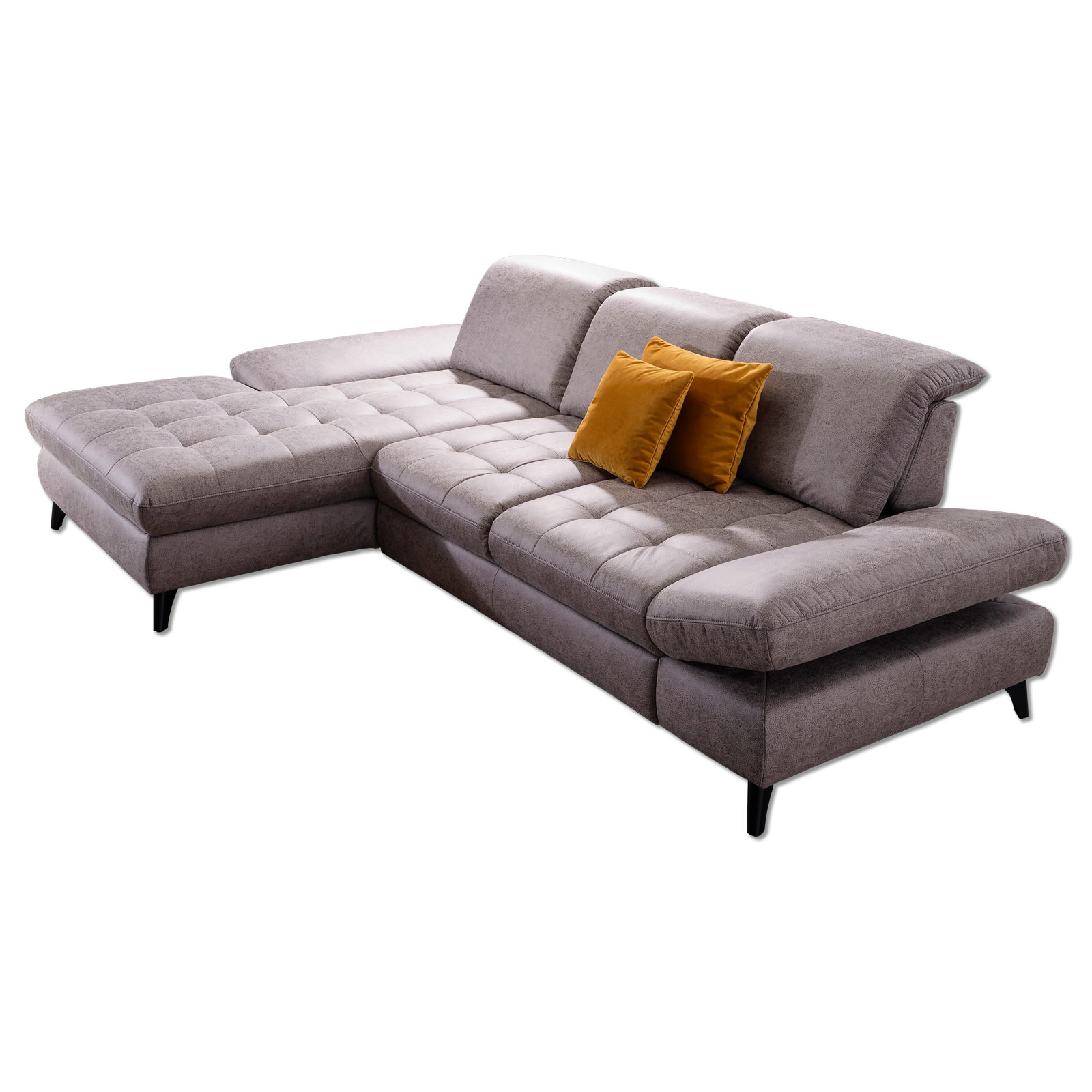 Ecksofa - grau - Recamiere links - mit Liegefunktion