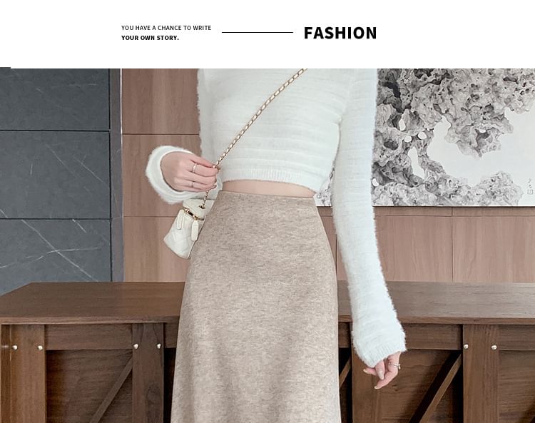 Luminato - Hoge taille effen maxi A-lijn rok