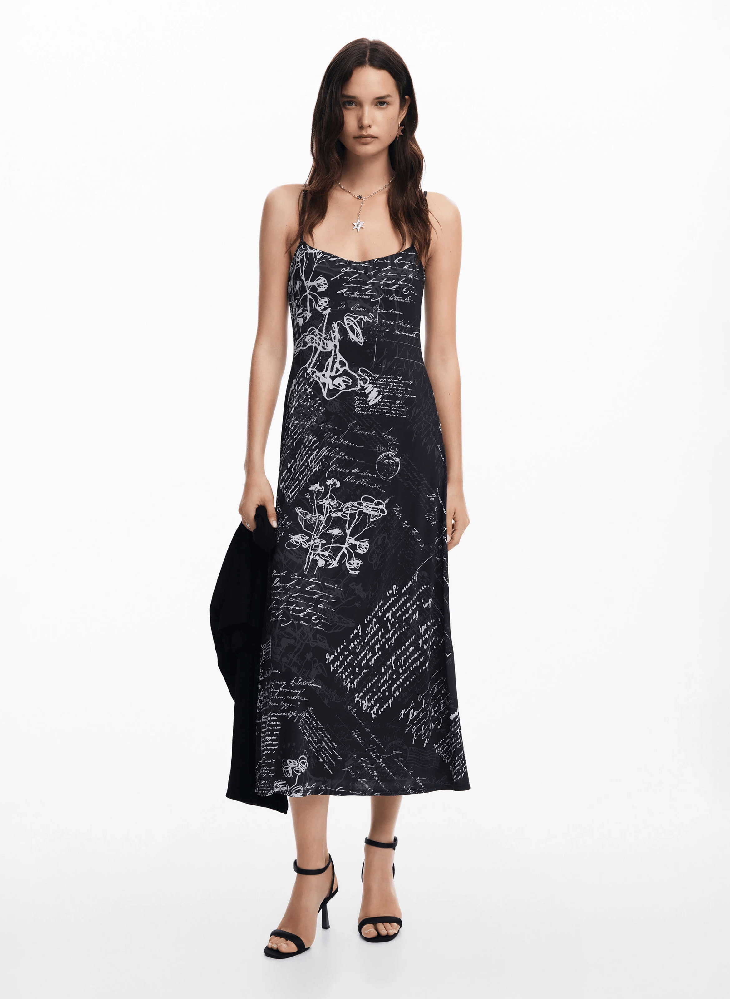 Robe midi combinée| Noir