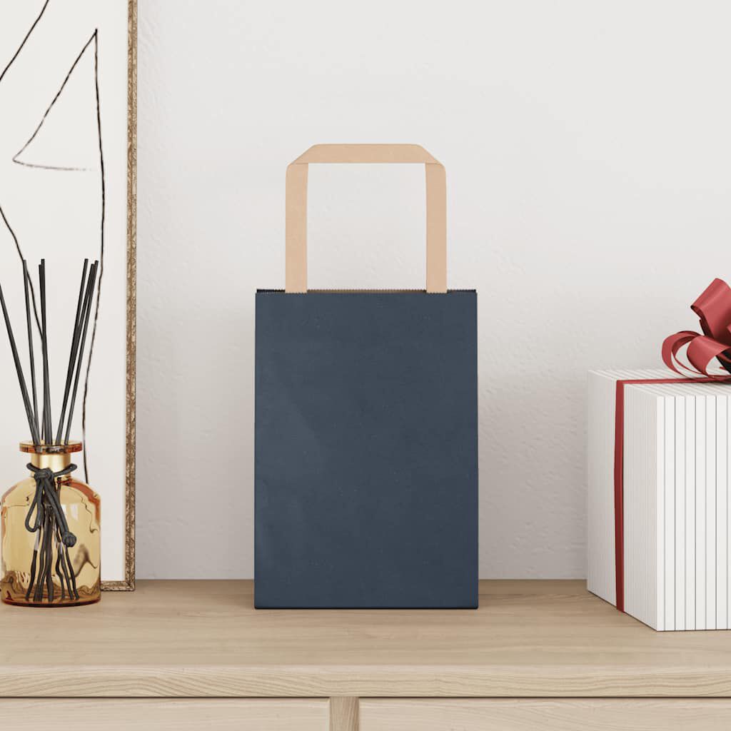 vidaXL Papieren zakken 250 stuks met handvatten blauw 15x8x21 cm