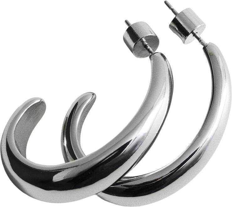 MANGO Thin oval hoop earrings Silver