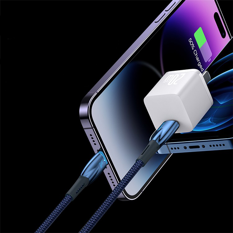 (1m) 20W USB C auf Lightning Ladekabel Nylon Datenkabel PD - Blau