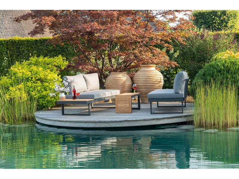 COCON Loungeset Ascona, Anthrazit, 4 Sitzplätze Zwei Sofas und ein Beistelltisch für Garten, Terrasse oder Balkon