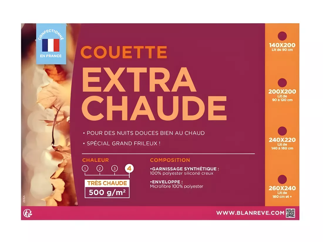 BLANREVE Couette extra chaude en microfibre - 140 x 200 cm - Blanc