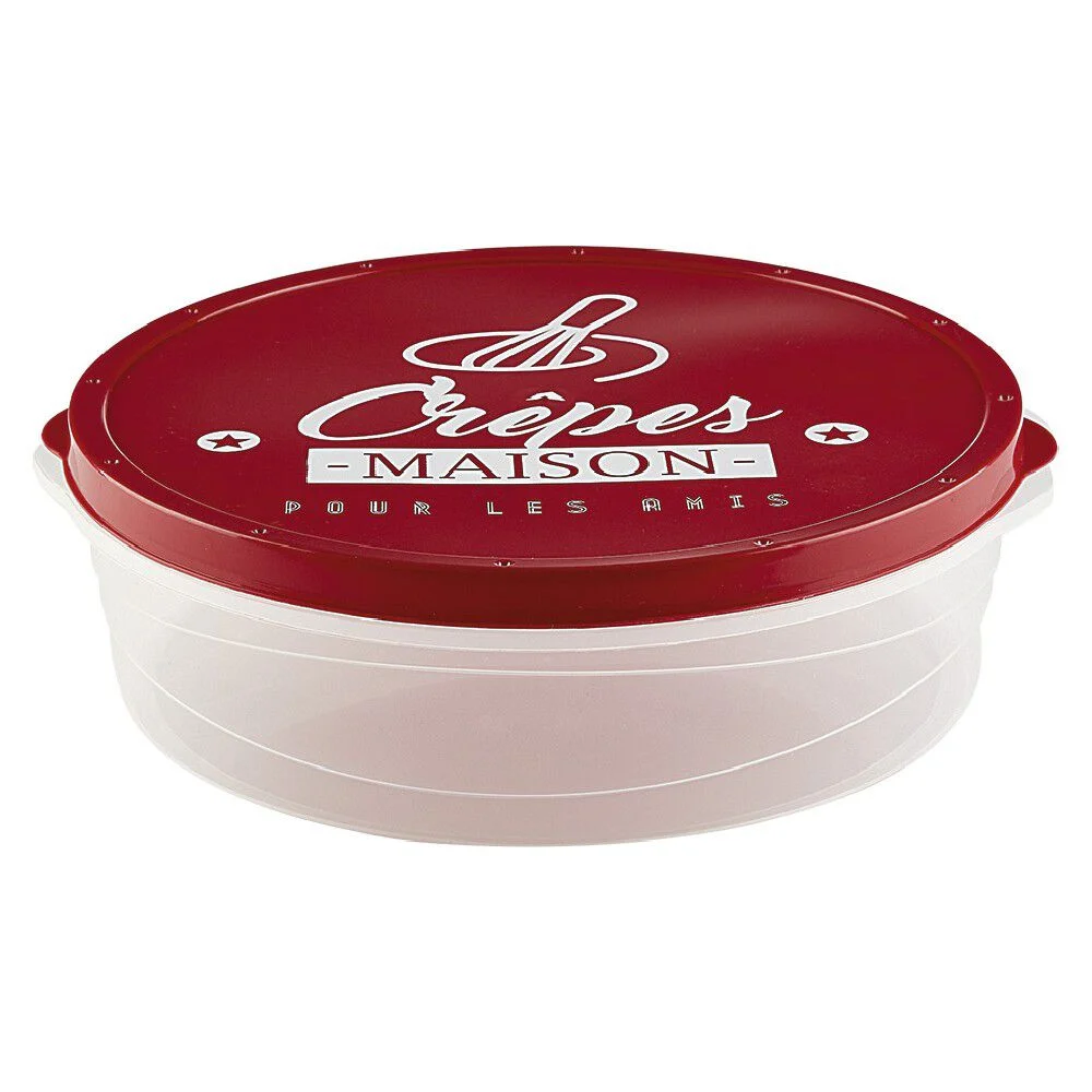 Boîte à crêpes ronde avec couvercle design rouge
