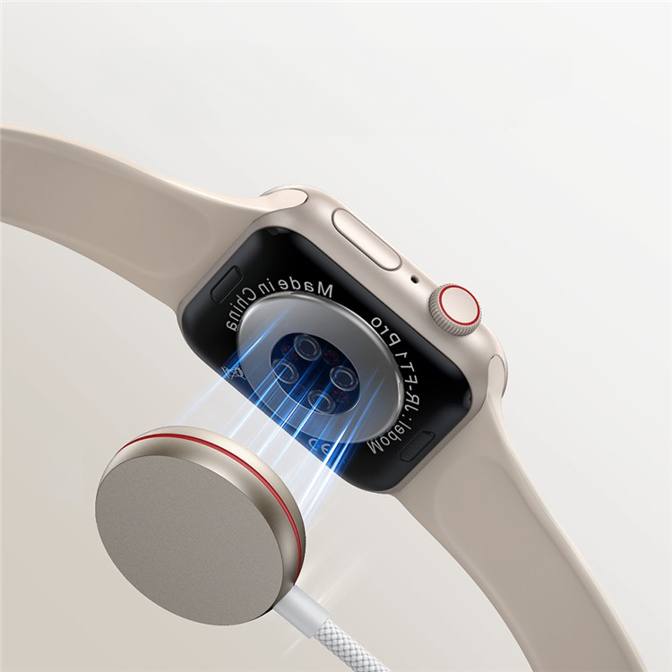(1.2m) USB C auf Apple Watch Magnetisches Nylon Ladekabel - Weiss / Roségold