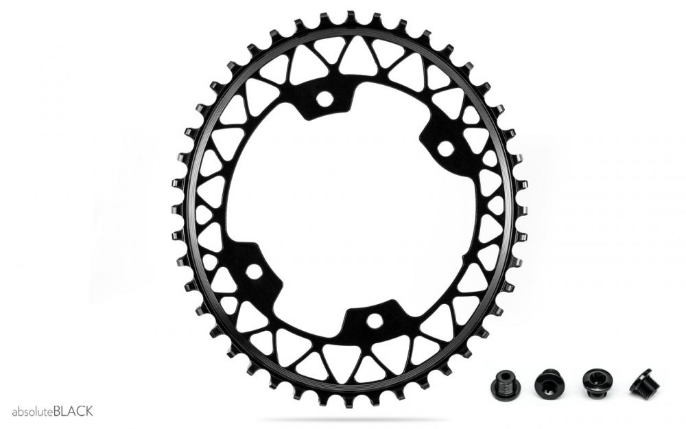 Absolute Black oval klinge til gravel, 48t, ø110, 4huls, Grå