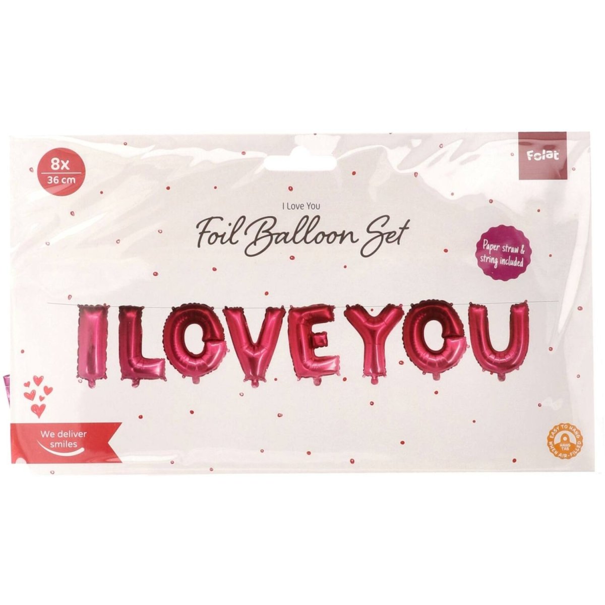 Roze Helium Ballon I Love You Leeg 36cm 8st