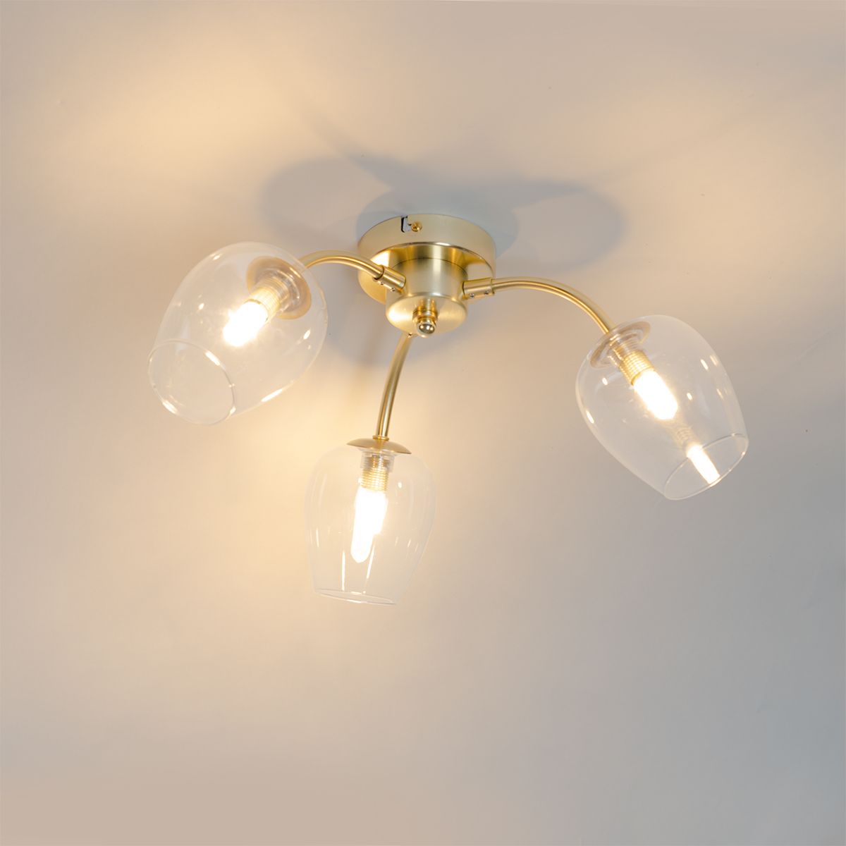 Klassieke plafondlamp goud met glas 3-lichts - Elien