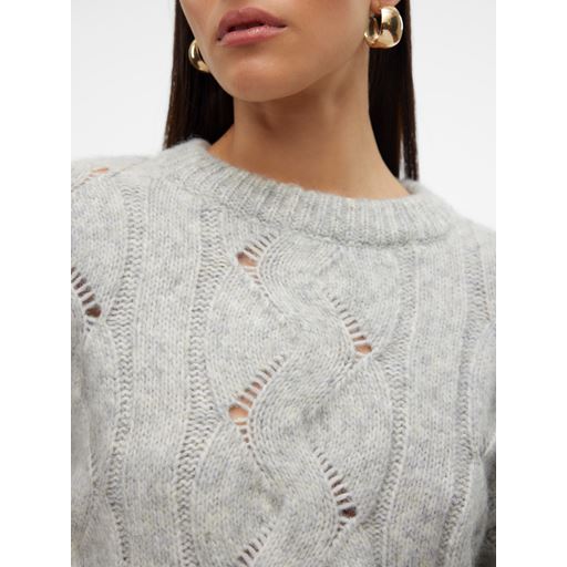 Vero Moda Lina Striktrøje, Light Grey Melange, S