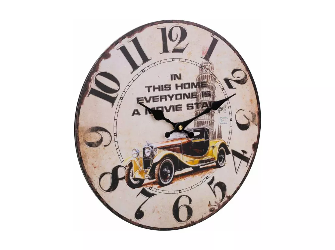 Horloge murale en bois blanc d34x2h