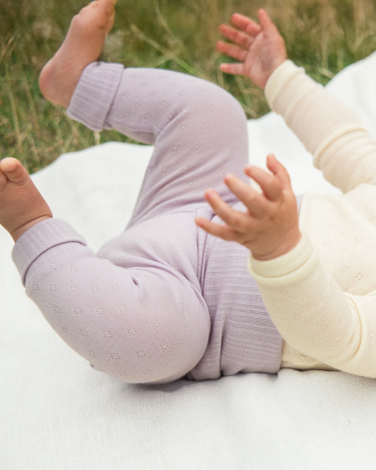 Ullbukse m/ dobbelt liv – 100% Merino, Pointelle | Ullongs