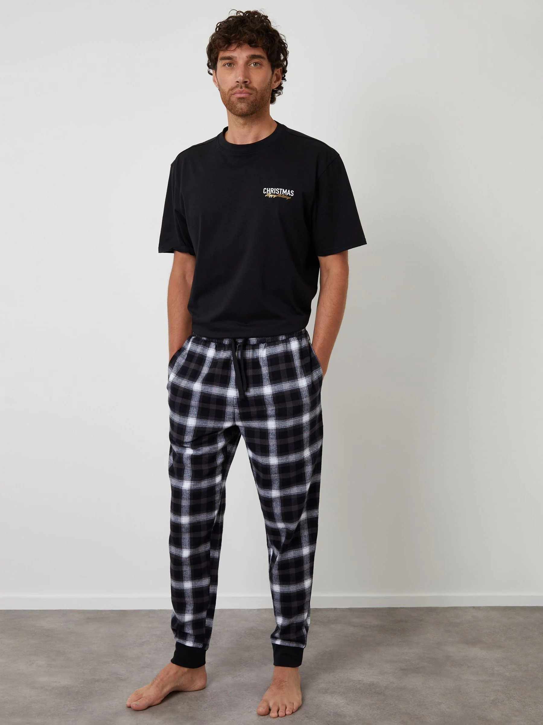 Threadbare Christmas Graphic Check Pyjamas Set