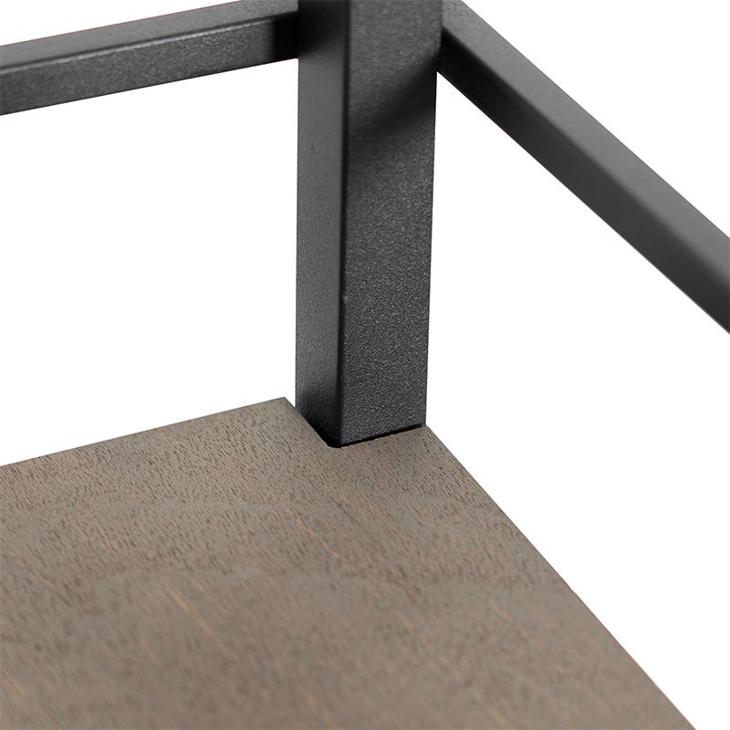 Industriële vloerlamp zwart met hout - Cage Rack