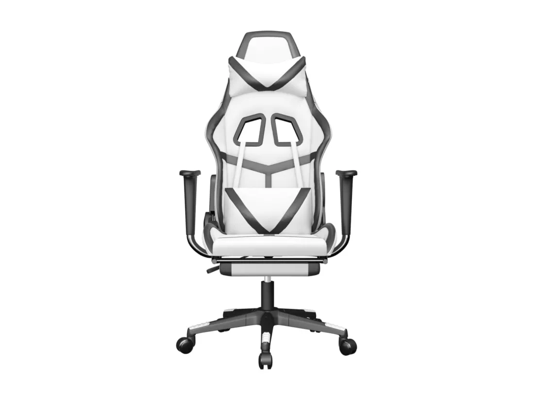 Chaise de jeu avec repose-pied Blanc et noir Similicuir