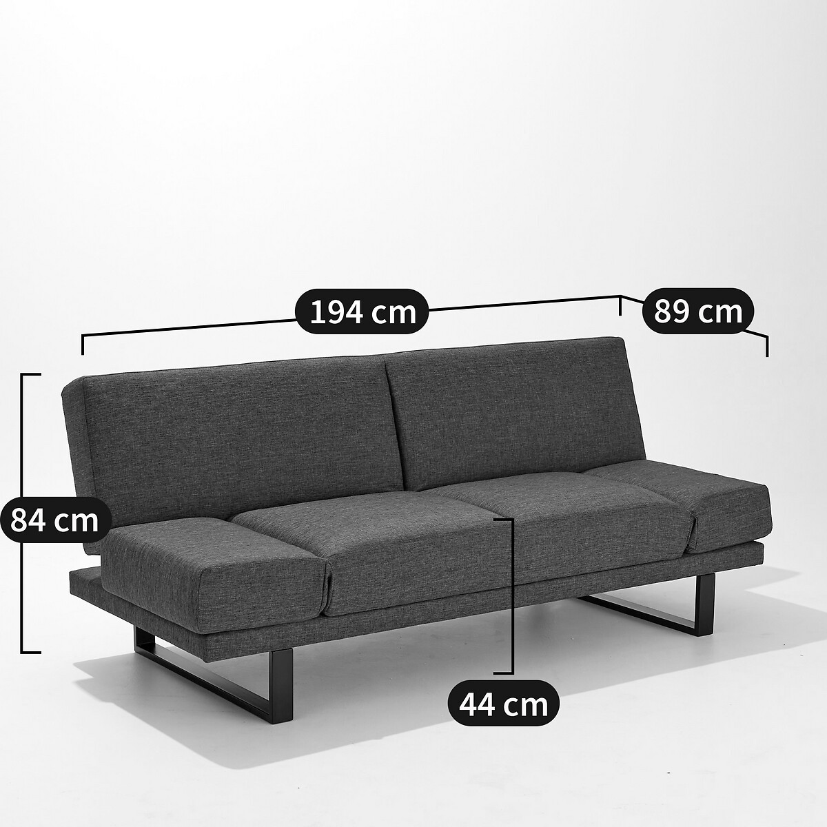 SO'HOME<br>Sofá-cama de poliéster de 3 lugares, New Vermont