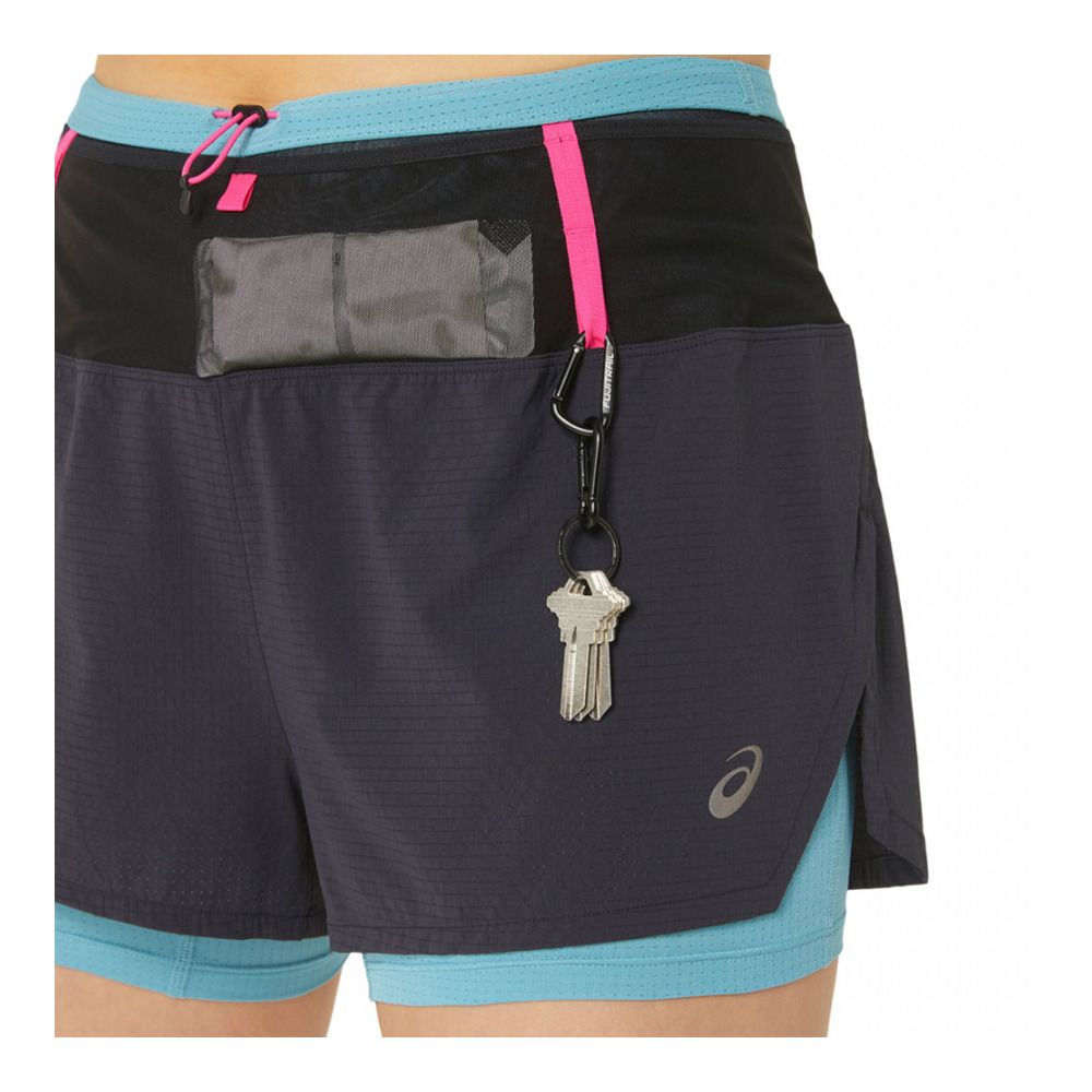 Asics FUJITRAIL 2-N-1 - Short Femme performance black/gris blue