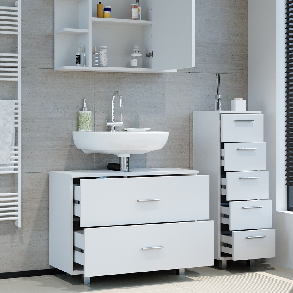 VICCO Badmöbel Set ILIAS WeißSpiegel Kommode Unterschrank Badschrank