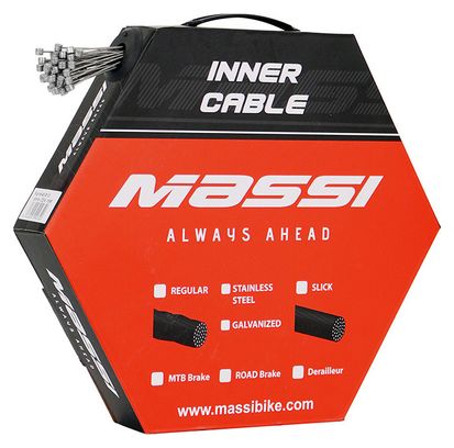 Boite de 100 Câbles de Freins pour Vélo Route Galvanisé Massi Workshop 1.6mmx1700mm