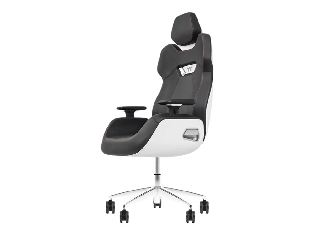 Thermaltake ARGENT E700 - Stol - ergonomisk - høj ryg - armstøtter - T-formet - vippe - drejeled - aluminiumlegering, perforeret læder, højdensistets støbt skum - sort, Glacier White