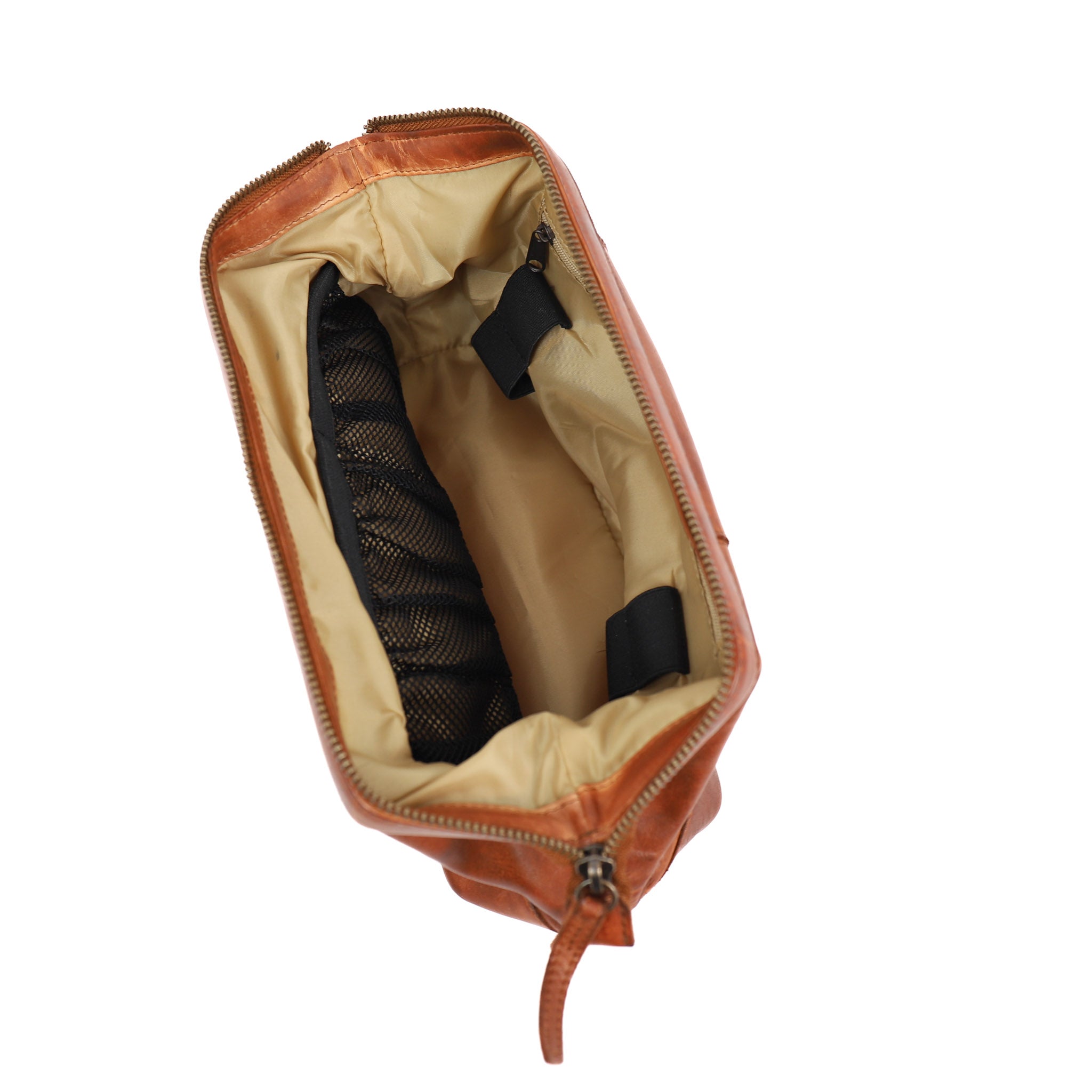 Toilettas beugelsluiting 'Oliviër' cognac Cognac