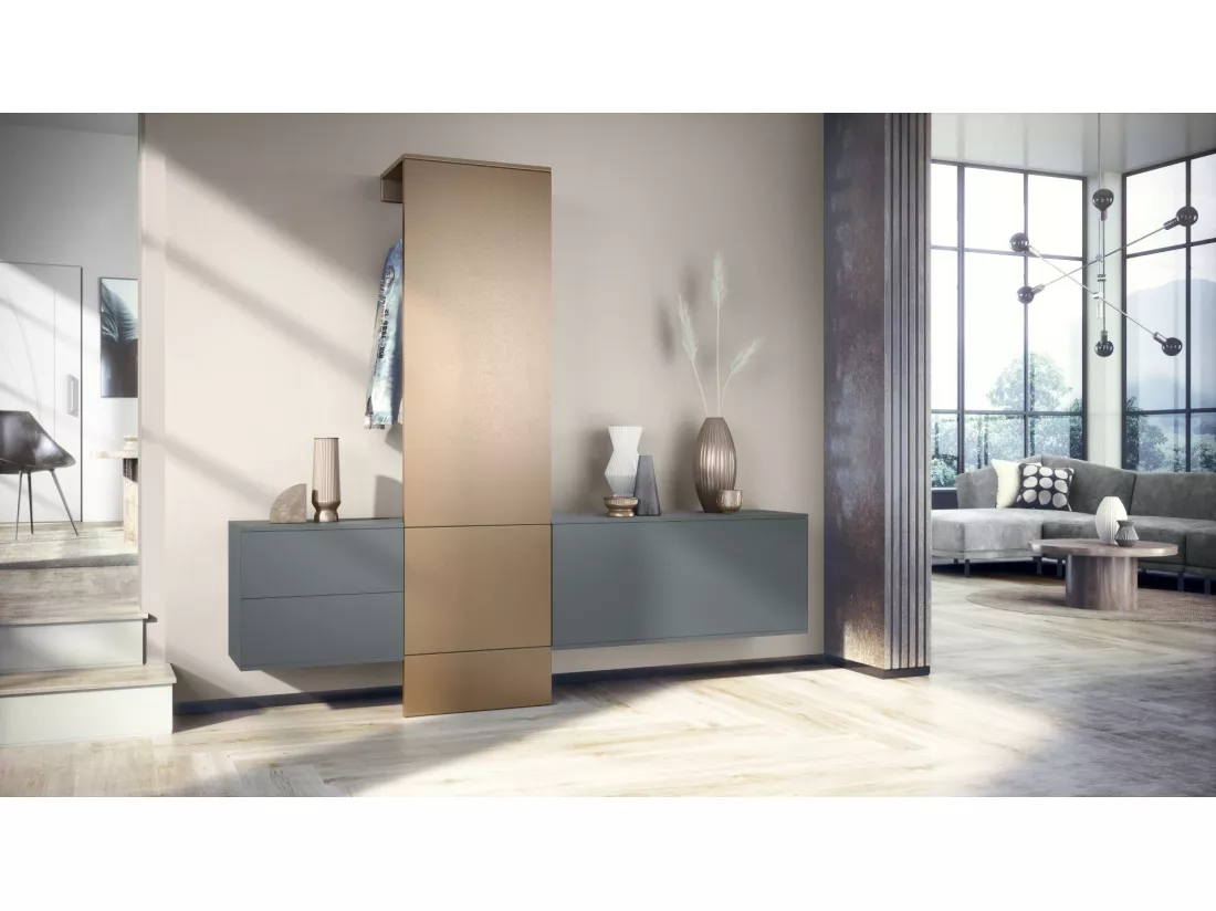 Vestiaire Gris Et Aspect Bronze (lxhxp) : 209 X 193 X 35