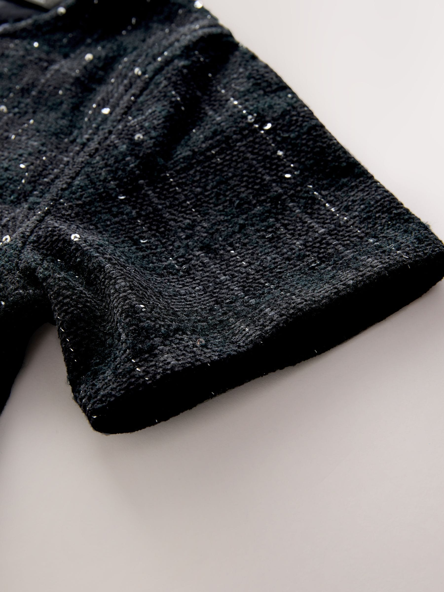Zwart - Bouclé Shift Jurk met Textuur (3-16jaar)