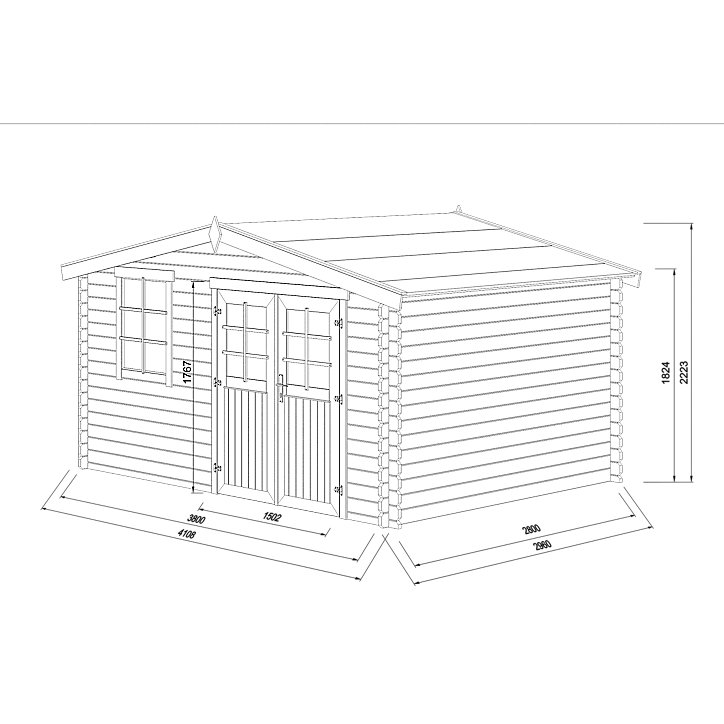 Abri de jardin Blooma Riga en bois coloris naturel ép.34 mm surface extérieure 12 m²
