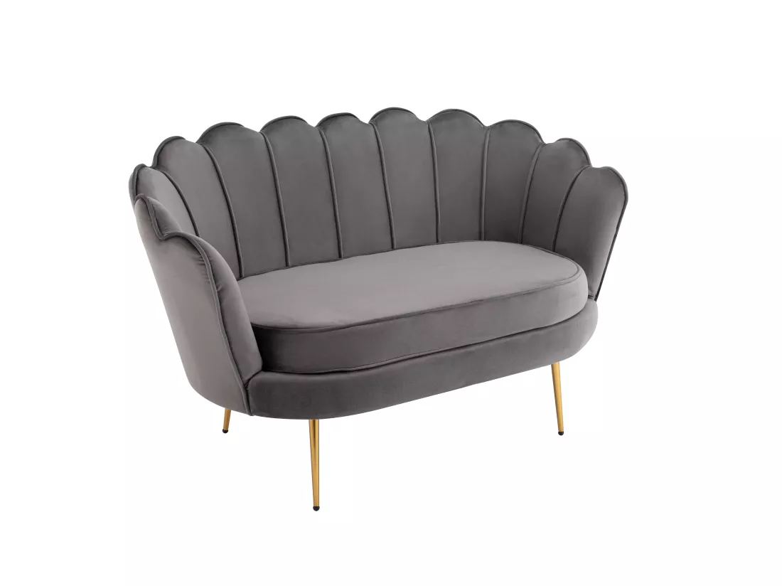Canapé 2 places et fauteuil coquillage en velours anthracite DANDELION de Pascal Morabito