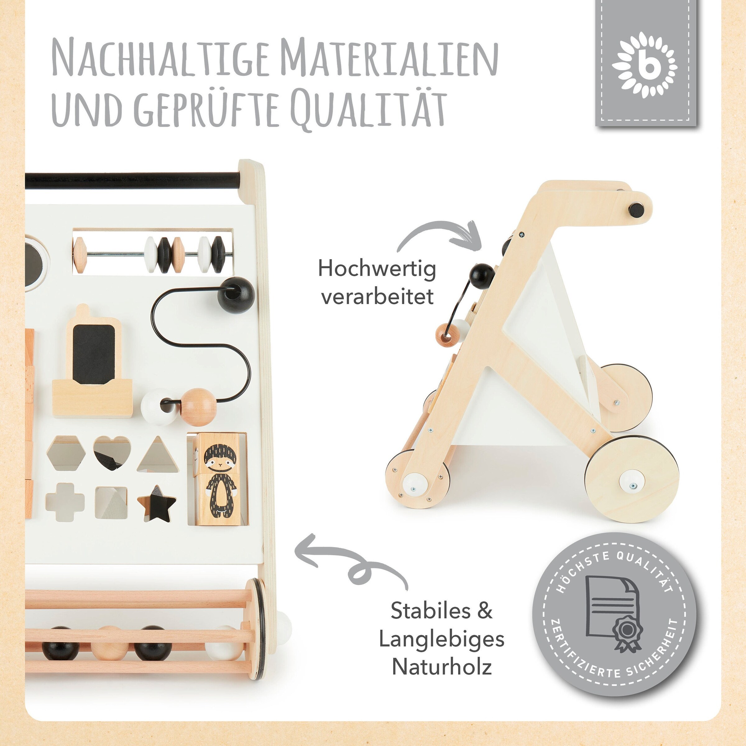 Bieco Lauflernwagen Holz Weiß