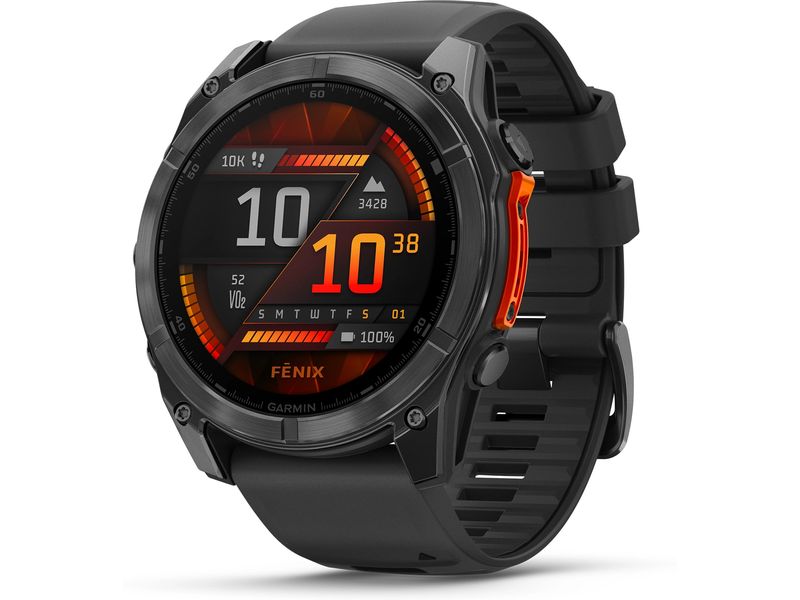 GARMIN Sportuhr Fenix 8 AMOLED, 47 mm Schwarz/Schiefergrau GPS-Sportuhr