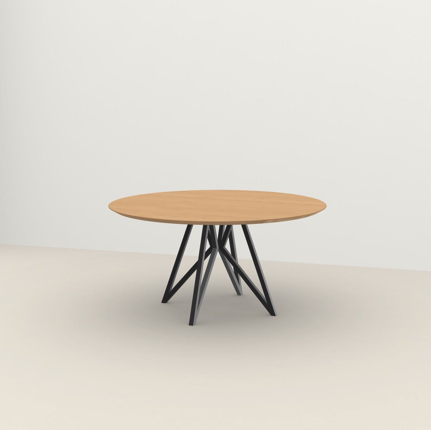Studio HENK tafel Butterfly Rond Quadpod - zwart frame, hardwax light 3041 ⌀140 | HWO NL 3041 | Verjongde Rand | Frame Zwart