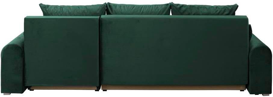 Forli Ecksofa mit Schlaffunktion und Bettkasten – Couch L-Form 232 x 143 x 80 cm in Grün, Basic Stoff, modernes Sofa mit Stauraum und komfortabler Liegefläche