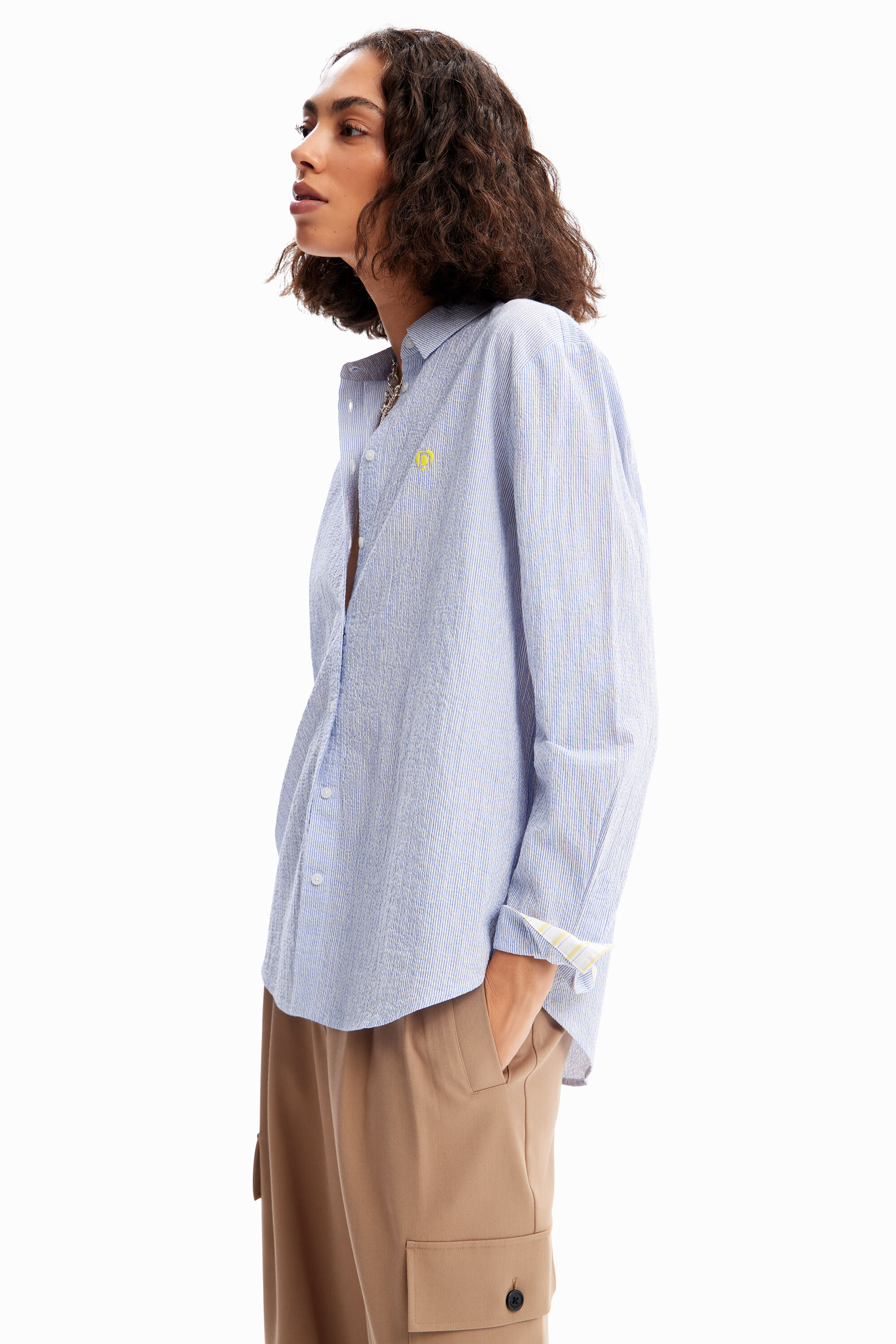 camisa listrada texturizada