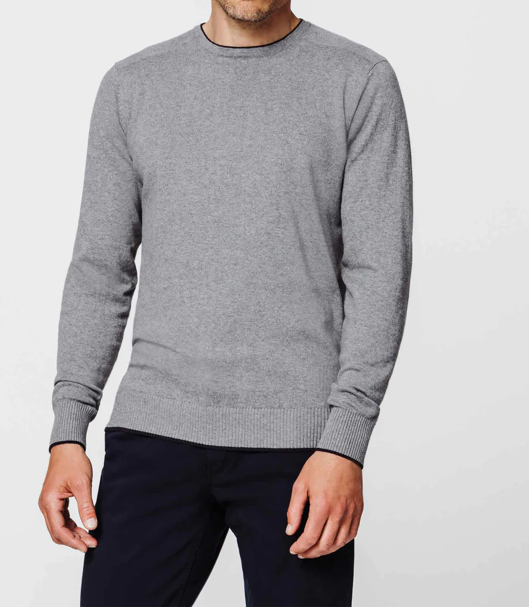 Pull col rond gris chiné