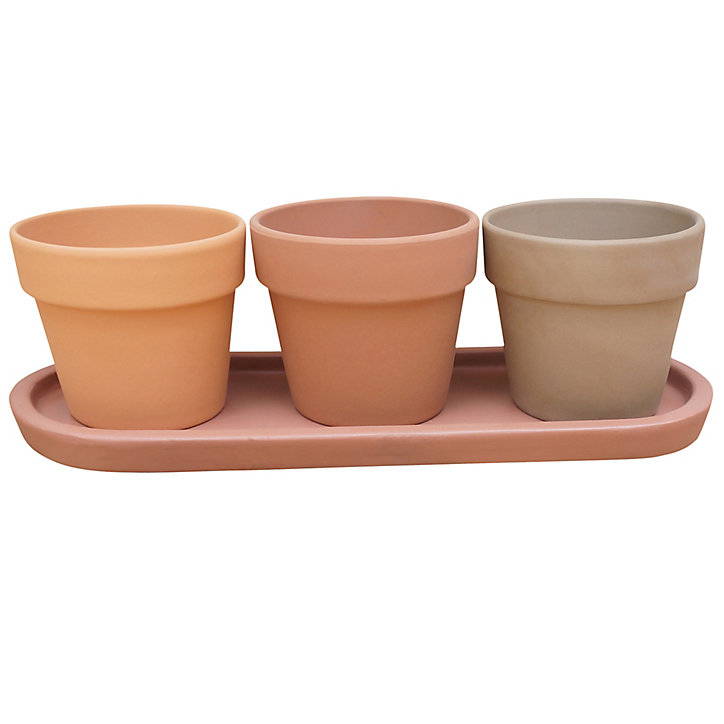 Trio de pots pour plantes aromatiques terre cuite ø9 cm