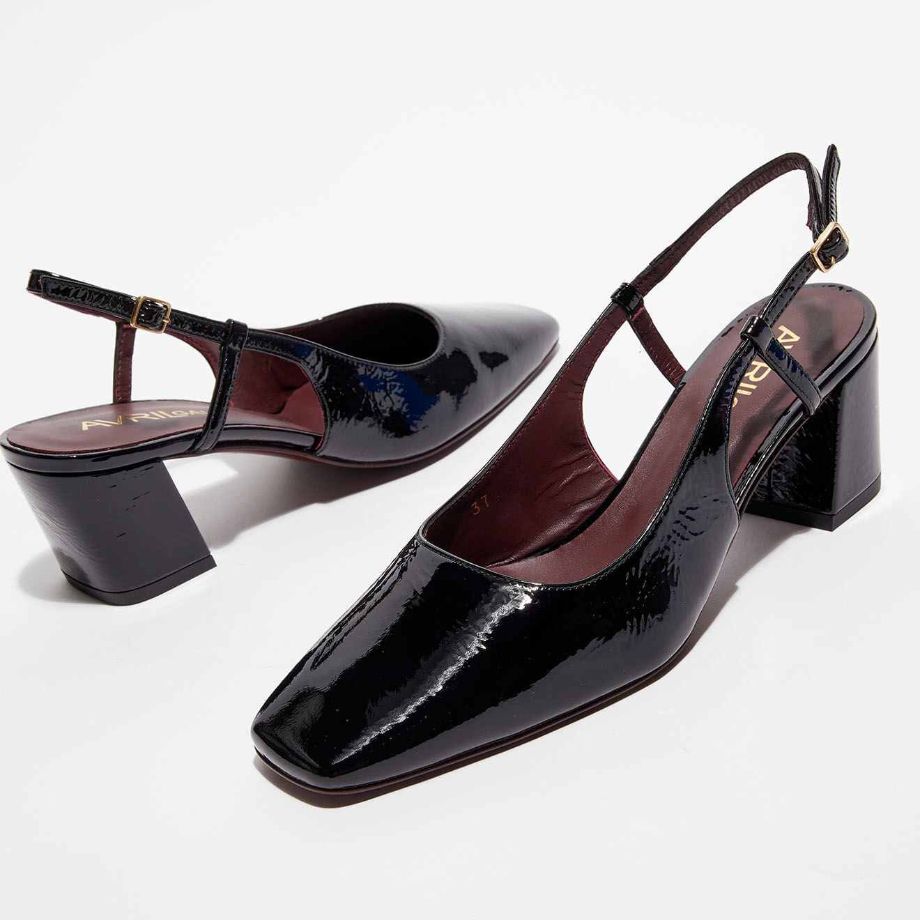 Avril Gau Slingbacks en Cuir verni Ning noires - Talon 6 cm