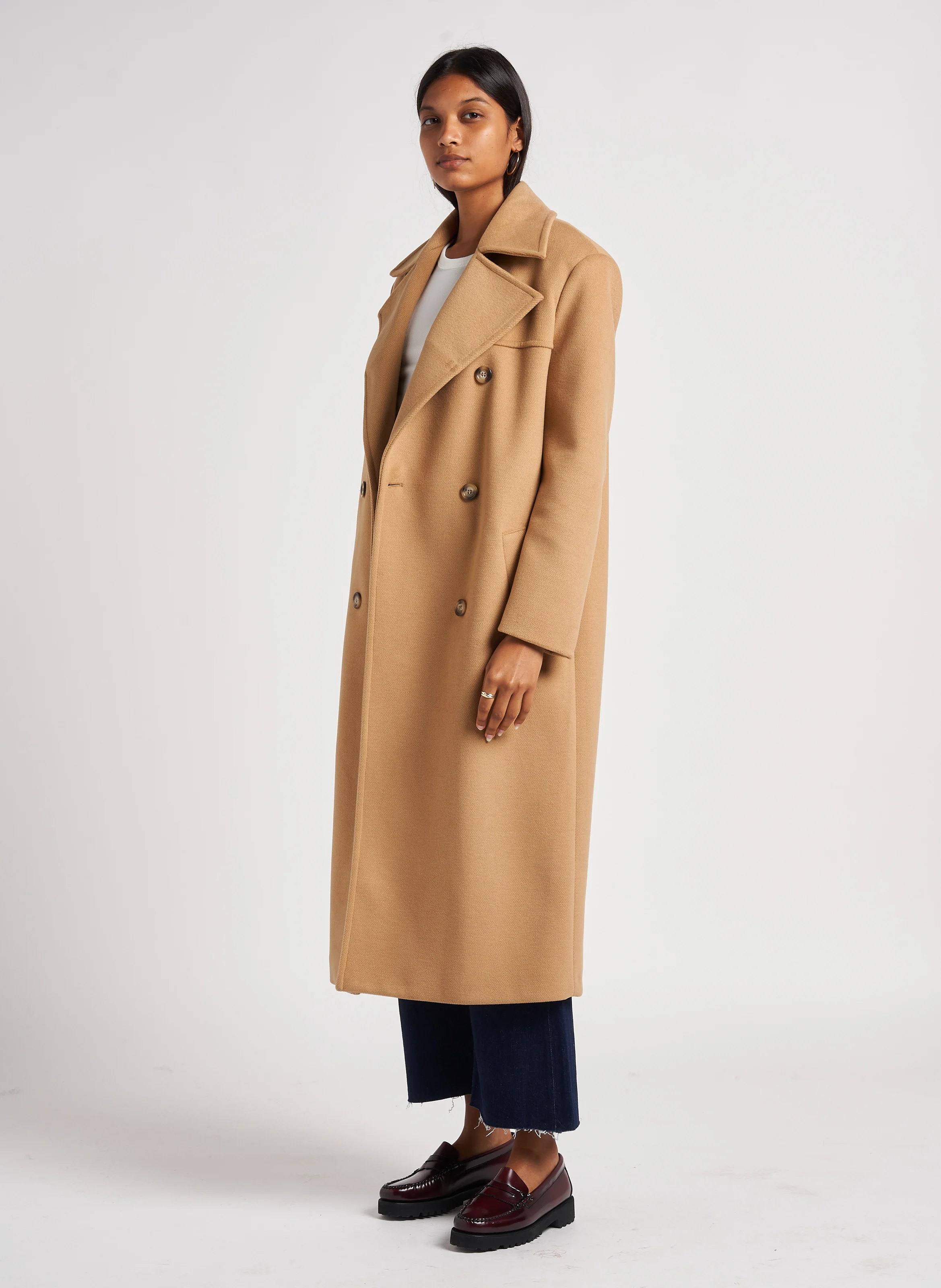 Manteau col tailleur| Marron