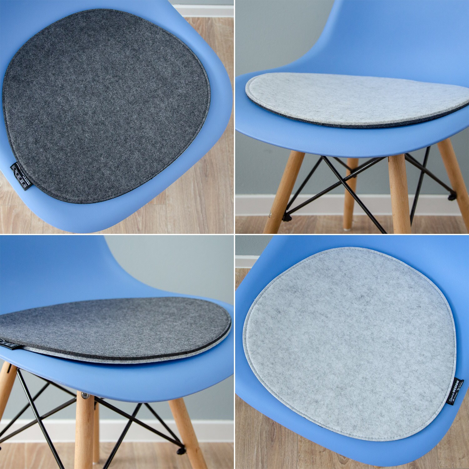 Filz Sitzkissen Oval 40x37cm 8mm Stuhlkissen Wende Sitzauflage Hellgrau Grau