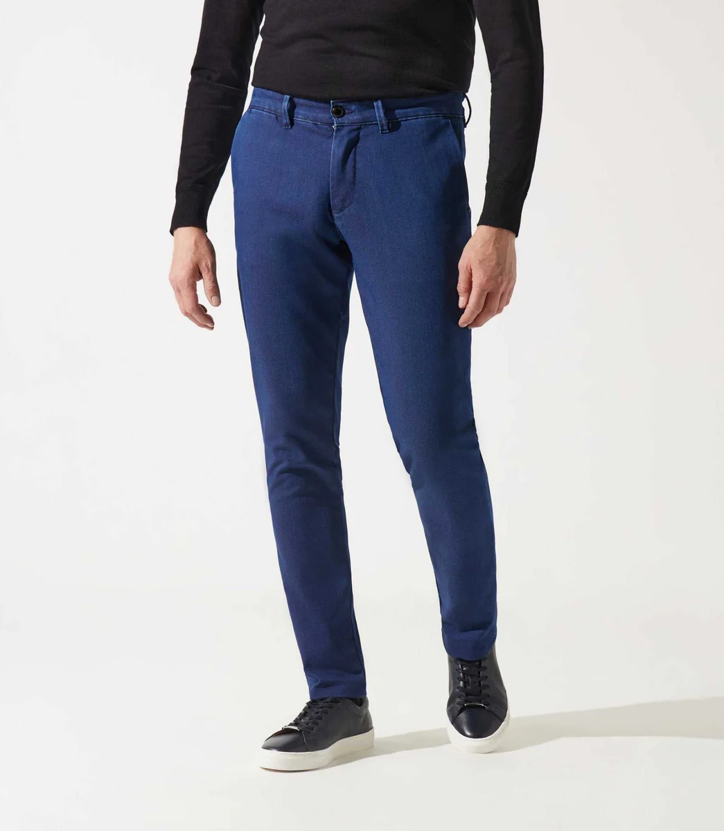 Pantalon chino armuré bleu moyen VERREBI