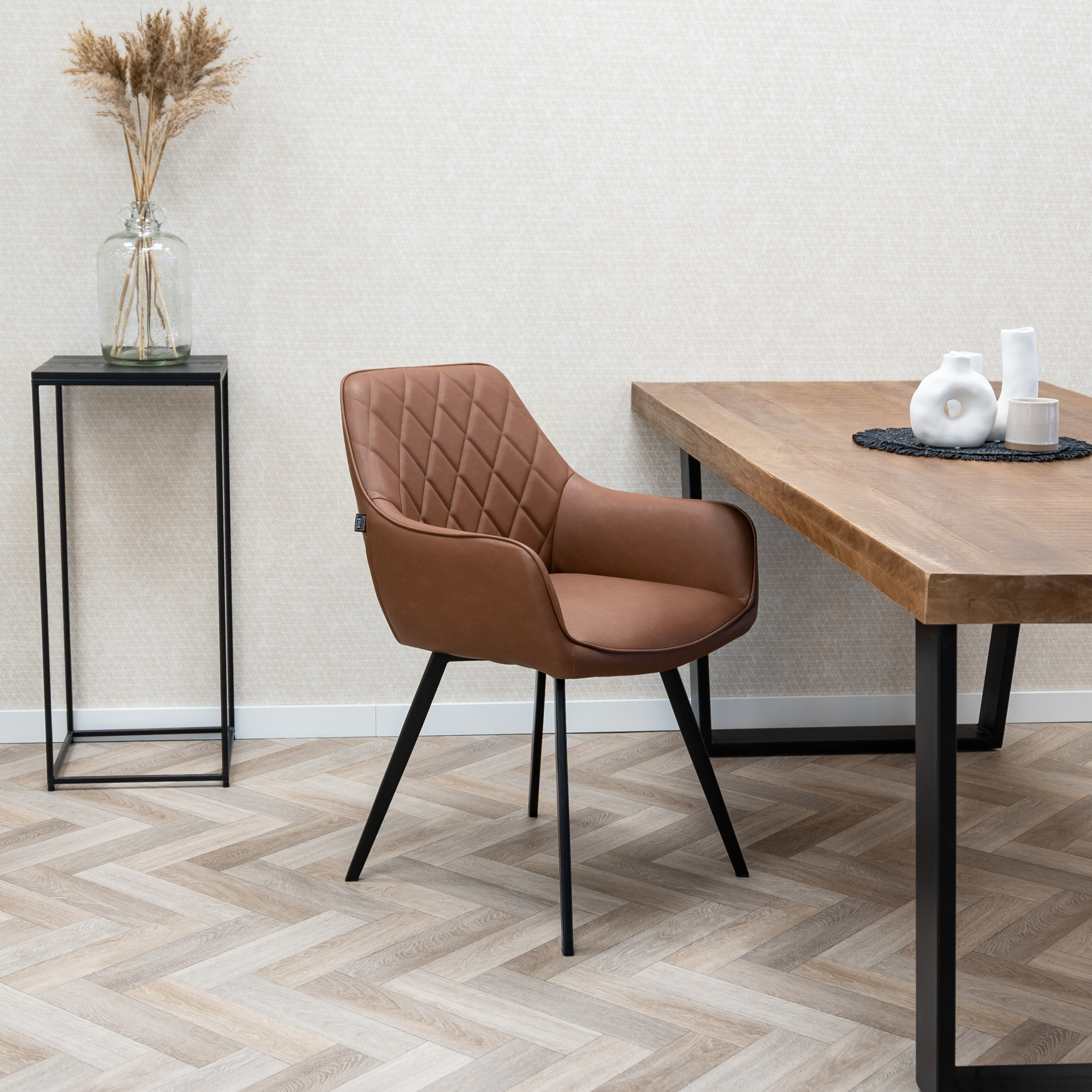 Kick eetkamerstoel Karl Cognac PU