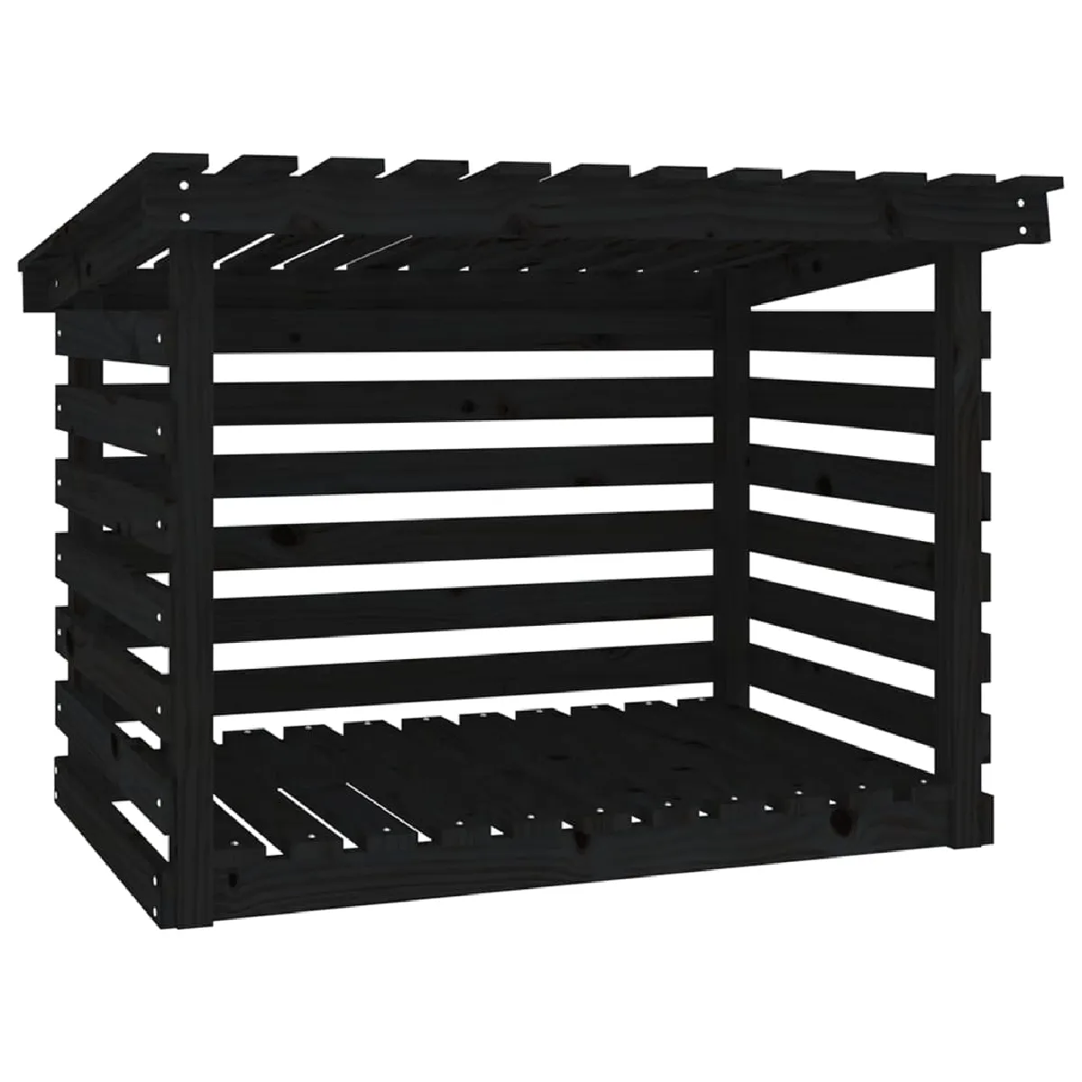 vidaXL Support pour bois de chauffage Pin Noir