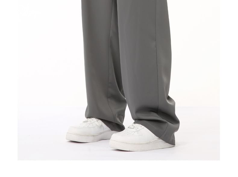 FAERIS - Mid Rise Plain Frog Buttoned Loose Fit Dress Pants