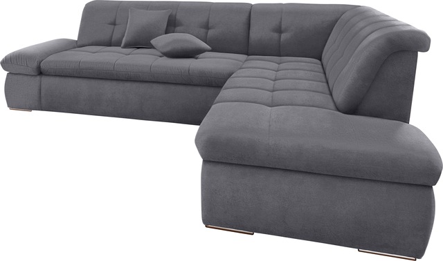 DOMO collection Ecksofa »NMoric incl. Zierkissen B/T/H:  273/216/80 cm L-Form« Ottomanen-Abschluss, wahlweise mit Bettfunktion und Armlehnverstellung