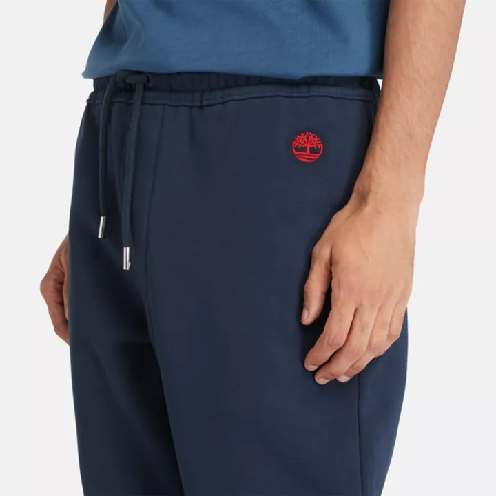 Pantalon de survêtement à envers bouclé pour homme en bleu marine