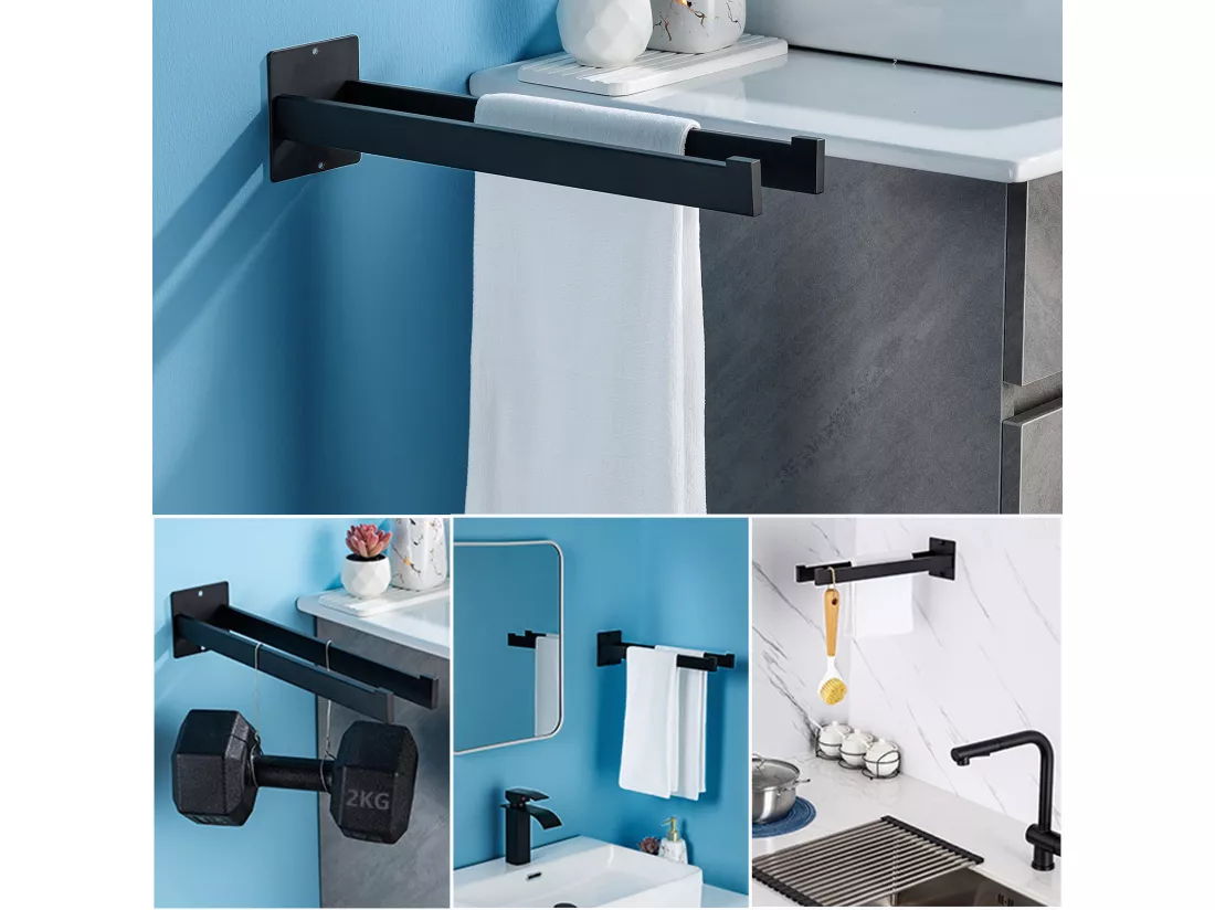 Colonne douche en laiton Bronze Rétro,Douche avec Mitigeur Mécanique,Hauteur Réglable+Porte Serviette Salle Bain Adhésif,Barres Porte Serviettes,Noir