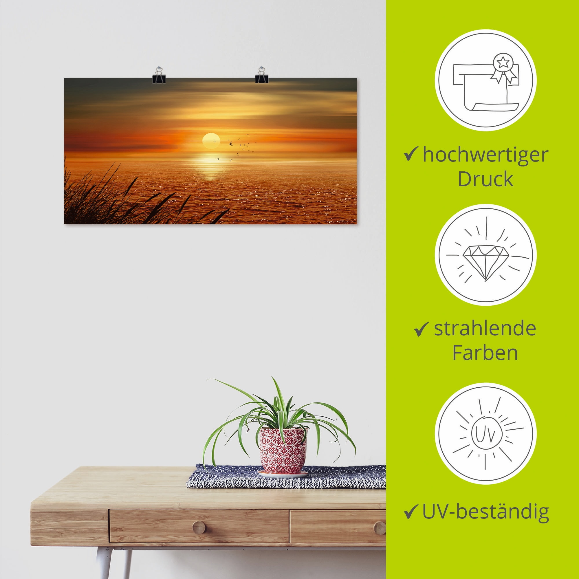 Artland Wandbild »Sonnenuntergang über dem Meer« Sonnenaufgang & -untergang 1 Stk. tlg. als Leinwandbild, Poster, Wandaufkleber in verschied. Grössen