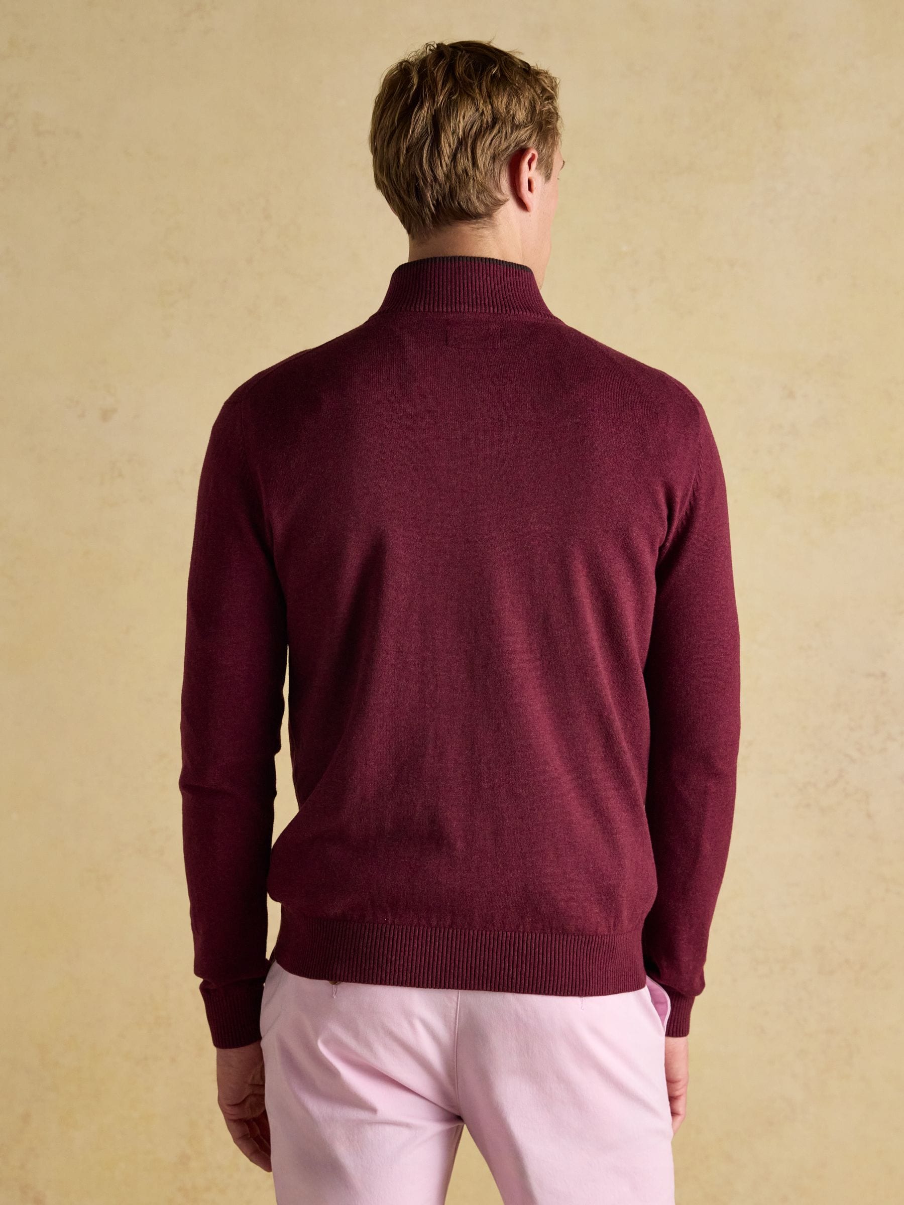 Burgundy & Green - Joules Hillside Quarter Zip Knitted Jumpers 2 Pack