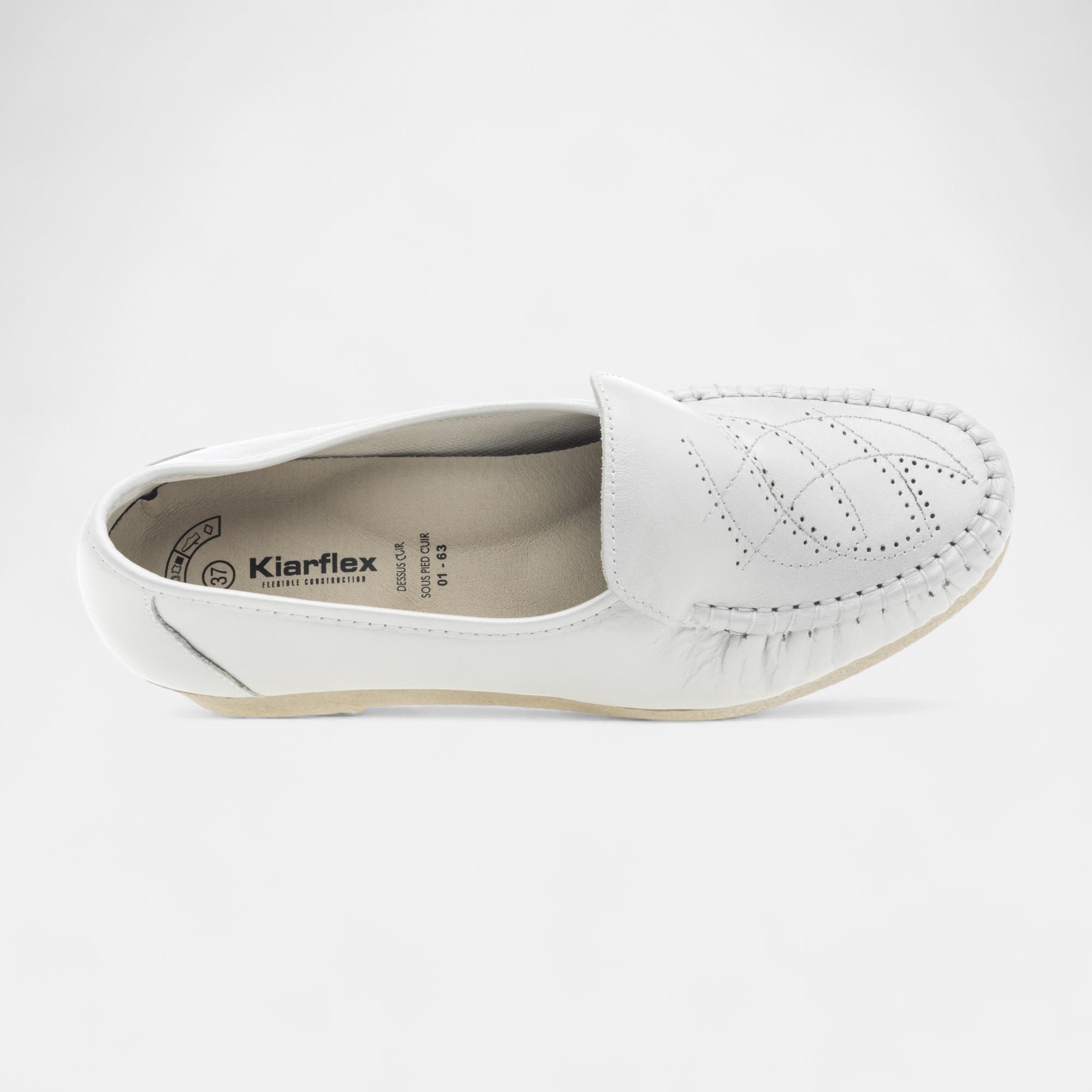 Mocassins pieds sensibles Femme en cuir blanc